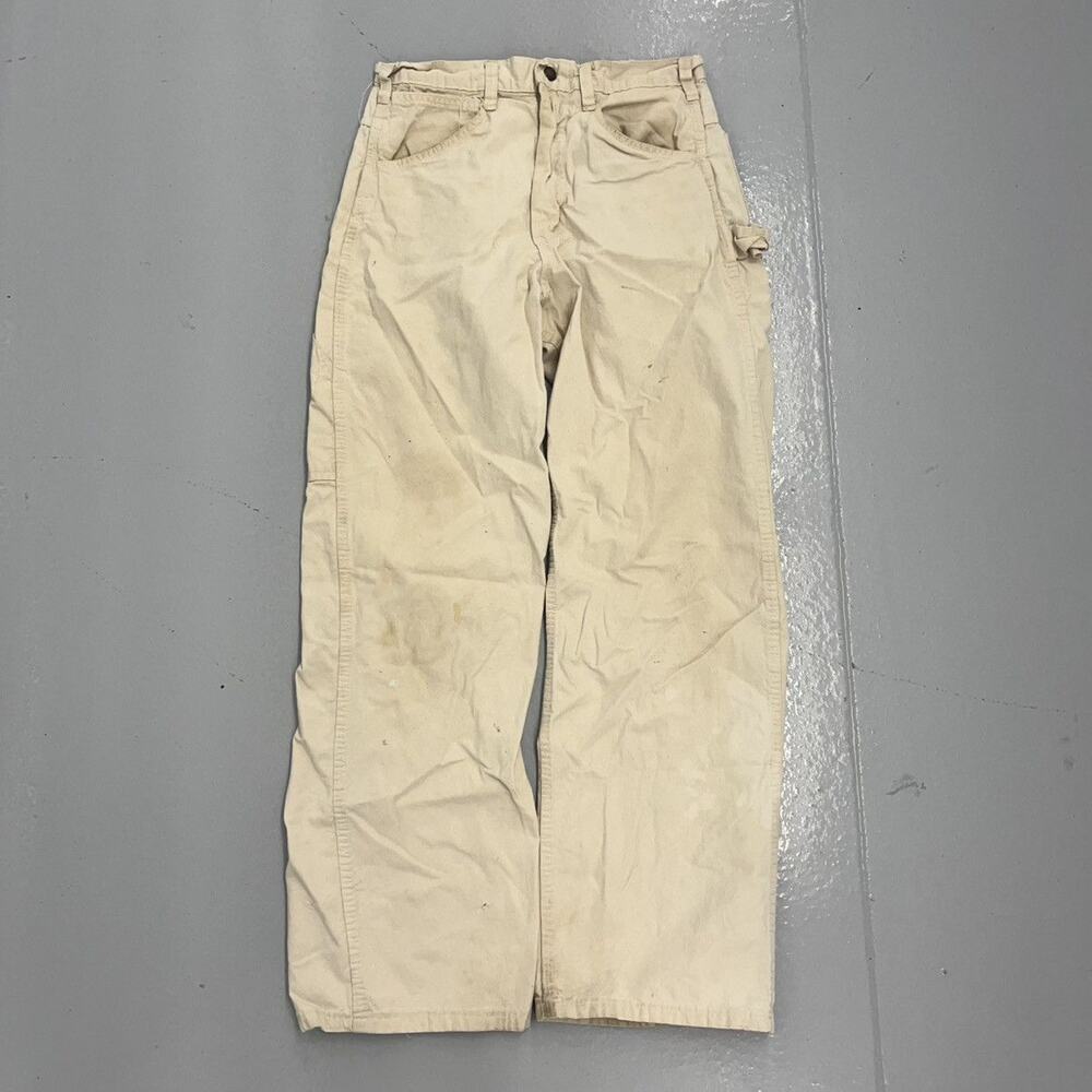 Vintage 60s Cream Canvas Workwear Painter Pants 28x28